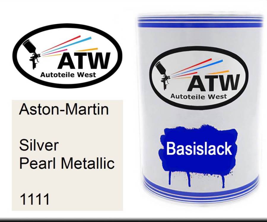 Aston-Martin, Silver Pearl Metallic, 1111: 500ml Lackdose, von ATW Autoteile West.